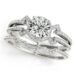 1.47 CTW Certified VS/SI Diamond Solitaire 2Pc Wedding Set 14K White Gold - REF-383R3K - 32003