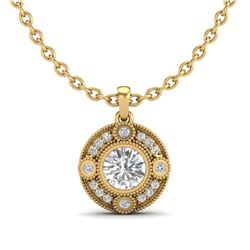 1.01 CTW VS/SI Diamond Solitaire Art Deco Necklace 18K Yellow Gold - REF-221T8X - 36985