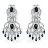 17.60 CTW Blue Sapphire & Diamond Earrings 18K White Gold - REF-644F8M - 11848