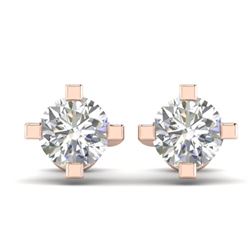 1 CTW Certified VS/SI Diamond Solitaire Stud Earrings 14K Rose Gold - REF-145N3Y - 30400