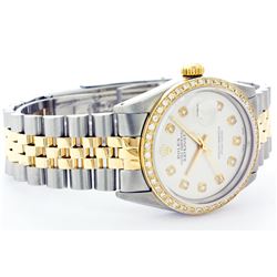 Rolex Men's Two Tone 14K Gold/SS, QuickSet, Diamond Dial & Diamond Bezel - REF-474Y5X