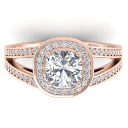 1.5 CTW Cushion Cut Certified VS/SI Diamond Art Deco Ring 14K Rose Gold - REF-429K8R - 30334