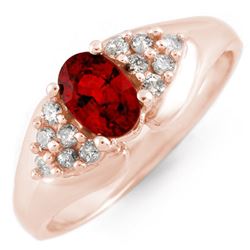 0.90 CTW Red Sapphire & Diamond Ring 14K Rose Gold - REF-40H9W - 10880