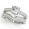 Image 1 : 0.45 CTW Certified VS/SI Diamond Solitaire 2Pc Wedding Set Antique 14K White Gold - REF-94M2F - 3152