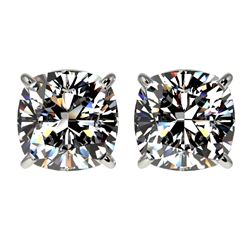 2.50 CTW Certified VS/SI Quality Cushion Cut Diamond Stud Earrings 10K White Gold - REF-663R2K - 331