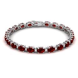 19.7 CTW Garnet & VS/SI Certified Diamond Eternity Bracelet 10K White Gold - REF-98X2T - 29368