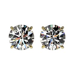 1.52 CTW Certified H-SI/I Quality Diamond Solitaire Stud Earrings 10K Yellow Gold - REF-154H5W - 366