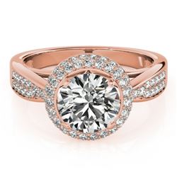 2.15 CTW Certified VS/SI Diamond Solitaire Halo Ring 18K Rose Gold - REF-604Y8N - 27010