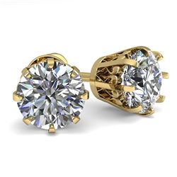 2.0 CTW VS/SI Diamond Stud Solitaire Earrings 18K Yellow Gold - REF-490W4H - 35686