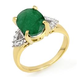 4.24 CTW Emerald & Diamond Ring 10K Yellow Gold - REF-37F6M - 13033