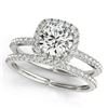 1.70 CTW Certified VS/SI Diamond 2Pc Wedding Set Solitaire Halo 14K White Gold - REF-488T2X - 30663