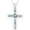 3.15 CTW Blue Topaz & Diamond Necklace 10K White Gold - REF-33N6Y - 10777