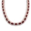 46.5 CTW Garnet & VS/SI Certified Diamond Eternity Necklace 10K Rose Gold - REF-218N2Y - 29425