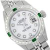 Rolex Ladies Stainless Steel, Diam Dial & Diam/Emerald Bezel, Saph Crystal - REF-355Y6X