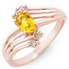 0.80 CTW Yellow Sapphire & Diamond Ring 14K Rose Gold - REF-30K9R - 10547