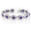 16.0 CTW Tanzanite & Diamond Bracelet 14K White Gold - REF-436R4K - 14196