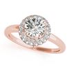 1.43 CTW Certified VS/SI Diamond Solitaire Halo Ring 18K Rose Gold - REF-379H5W - 26480