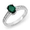 Image 1 : 1.63 CTW Emerald & Diamond Ring 18K White Gold - REF-51M6F - 13614