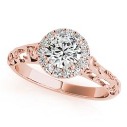 0.62 CTW Certified VS/SI Diamond Solitaire Antique Ring 18K Rose Gold - REF-110K4R - 27325