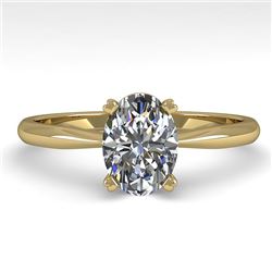 1.01 CTW Oval Cut VS/SI Diamond Engagement Designer Ring 14K Yellow Gold - REF-275Y3N - 32161