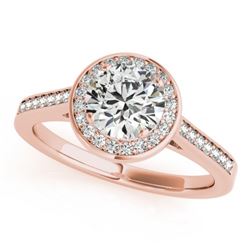 0.75 CTW Certified VS/SI Diamond Solitaire Halo Ring 18K Rose Gold - REF-132F8M - 26357