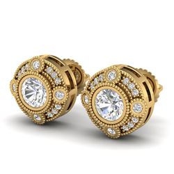 1.5 CTW VS/SI Diamond Solitaire Art Deco Stud Earrings 18K Yellow Gold - REF-263K6R - 36982