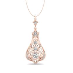 1.75 CTW VS/SI Diamond Solitaire Art Deco Stud Necklace 18K Rose Gold - REF-272Y8N - 36945