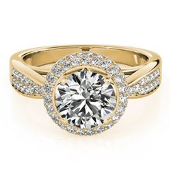 1.4 CTW Certified VS/SI Diamond Solitaire Halo Ring 18K Yellow Gold - REF-225N6Y - 27005