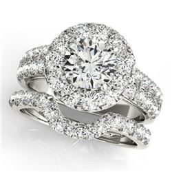 2.3 CTW Certified VS/SI Diamond 2Pc Wedding Set Solitaire Halo 14K White Gold - REF-270Y9N - 30885