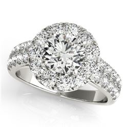 1.75 CTW Certified VS/SI Diamond Solitaire Halo Ring 18K White Gold - REF-255R3K - 26437