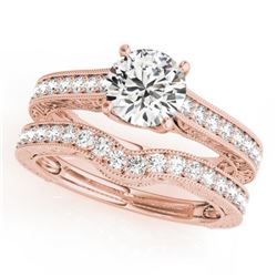 1.42 CTW Certified VS/SI Diamond Solitaire 2Pc Wedding Set 14K Rose Gold - REF-216K2R - 31668