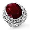 Image 1 : 31.12 CTW Ruby & Diamond Ring 18K White Gold - REF-353M3F - 14318