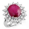 Image 1 : 7.21 CTW Ruby & Diamond Ring 18K White Gold - REF-155F8M - 13211