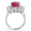 Image 2 : 7.21 CTW Ruby & Diamond Ring 18K White Gold - REF-155F8M - 13211