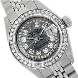 Rolex Men's Stainless Steel, QuickSet, Diamond Dial & Diamond Bezel - REF-474A5N