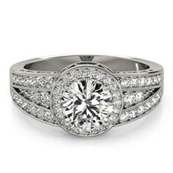 1.5 CTW Certified VS/SI Diamond Solitaire Halo Ring 18K White Gold - REF-398H9W - 26793