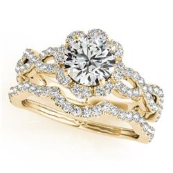 1.93 CTW Certified VS/SI Diamond 2Pc Wedding Set Solitaire Halo 14K Yellow Gold - REF-420M4F - 31186