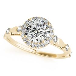 1 CTW Certified VS/SI Diamond Solitaire Halo Ring 18K Yellow Gold - REF-185N5Y - 26412