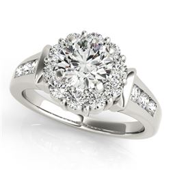 1.65 CTW Certified VS/SI Diamond Solitaire Halo Ring 18K White Gold - REF-250T4X - 26931