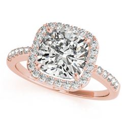 1.01 CTW Certified VS/SI Cushion Diamond Solitaire Halo Ring 18K Rose Gold - REF-222K2R - 27115