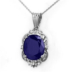 8.59 CTW Blue Sapphire & Diamond Pendant 18K White Gold - REF-84W5H - 14103