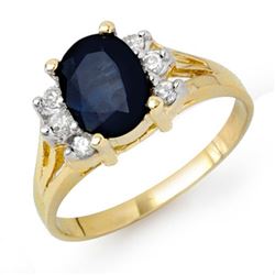 2.14 CTW Blue Sapphire & Diamond Ring 14K Yellow Gold - REF-45Y5N - 13912