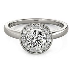 0.90 CTW Certified VS/SI Diamond Solitaire Halo Ring 18K White Gold - REF-187X5T - 26314