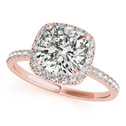 0.75 CTW Certified VS/SI Cushion Diamond Solitaire Halo Ring 18K Rose Gold - REF-159X3T - 27205