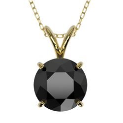 1.50 CTW Fancy Black VS Diamond Solitaire Necklace 10K Yellow Gold - REF-41R3K - 33225