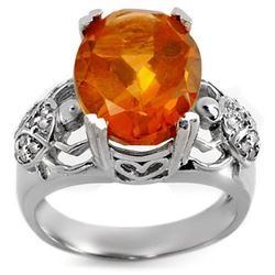 6.20 CTW Citrine & Diamond Ring 10K White Gold - REF-52X8T - 10753