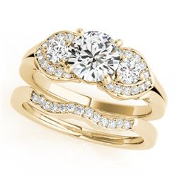 1.8 CTW Certified VS/SI Diamond 3 Stone 2Pc Wedding Set 14K Yellow Gold - REF-521F3M - 32020