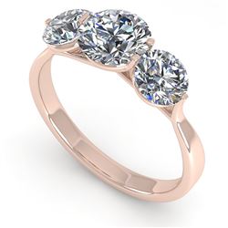 2 CTW Past Present Future Certified VS/SI Diamond Ring Martini 14K Rose Gold - REF-390W9H - 38346