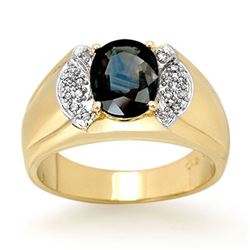 2.0 CTW Blue Sapphire & Diamond Ring 10K Yellow Gold - REF-49X5T - 13479