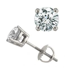 1.25 CTW Certified VS/SI Diamond Solitaire Stud Earrings 18K White Gold - REF-189M6F - 13045